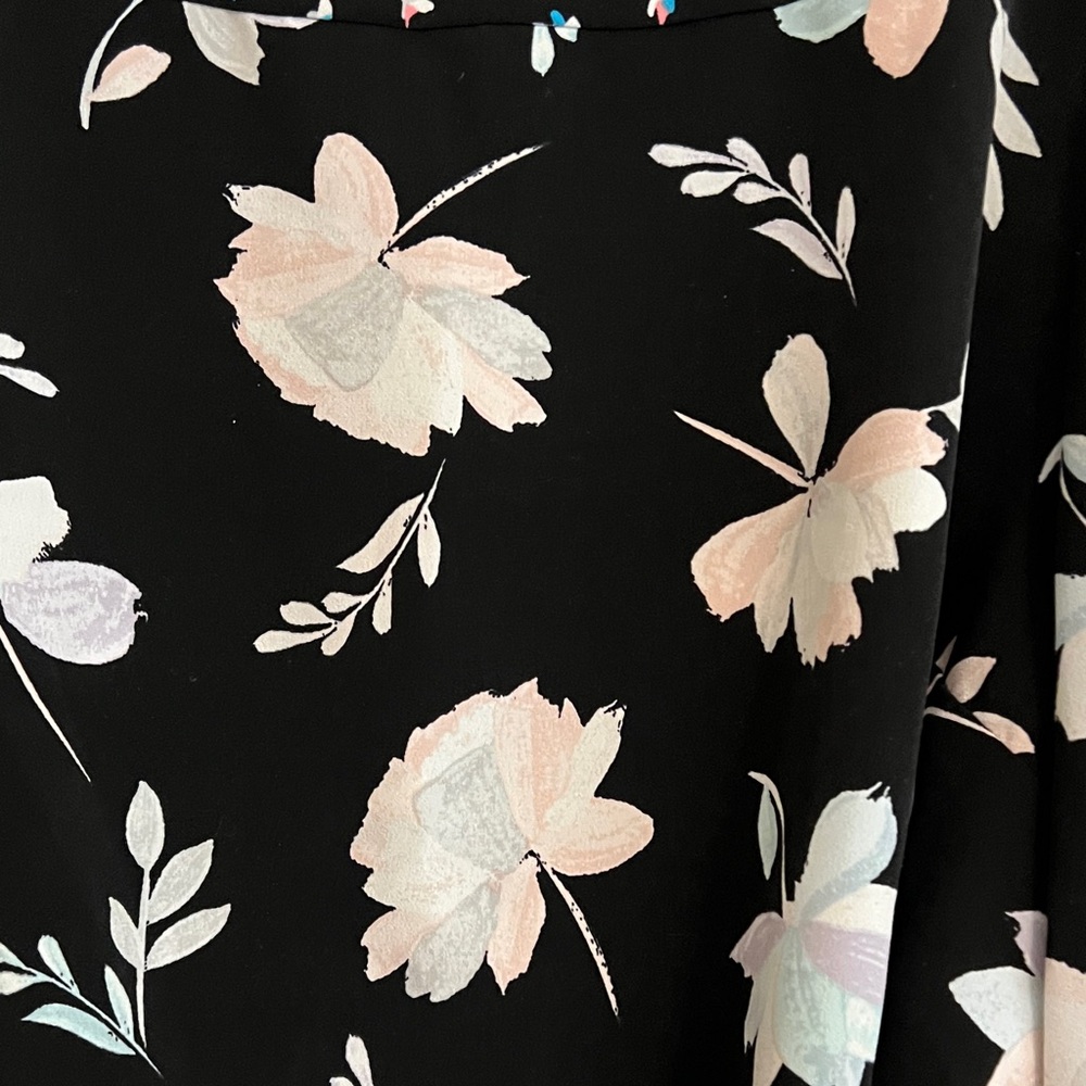 The Limited Black Floral Tie-Front Blouse with Pastel Blooms - Picture 5 of 8